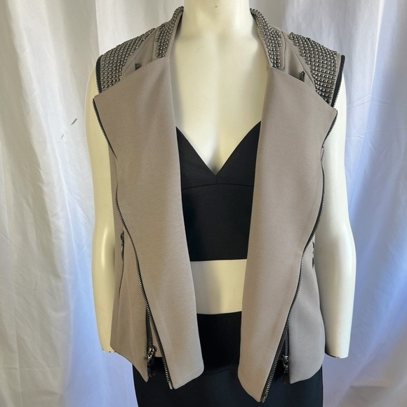 MINICUCCI X MARCANIO JACKET 2 in  1 SLEEVELESS JACKET MOTO STYLE BEADED GREEN 6 - Picture 5 of 16
